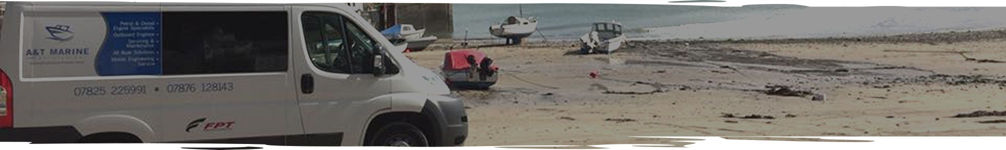 A&T Marine Engineering van on Anglesey beach