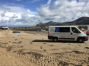 A&T Marine Engineering van on Anglesey beach